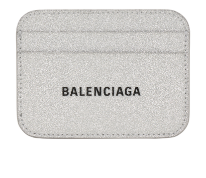 Balenciaga Glittered Cash Card Holder, &pound;140, Accessories, Silver, Leather, Front view